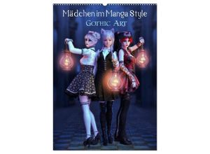 9783383059582 - Mädchen im Manga Style (Gothic Art) (Wandkalender 2024 DIN A2 hoch) CALVENDO Monatskalender