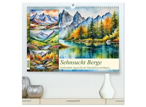 9783383803055 - Sehnsucht Berge (hochwertiger Premium Wandkalender 2025 DIN A2 quer) Kunstdruck in Hochglanz