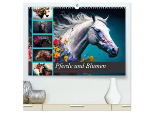 9783383871962 - Pferde und Blumen (hochwertiger Premium Wandkalender 2025 DIN A2 quer) Kunstdruck in Hochglanz