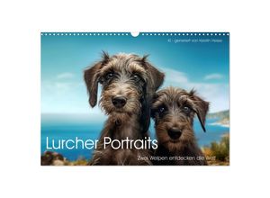 9783383897108 - Lurcher Portraits - Zwei Welpen entdecken die Welt (Wandkalender 2025 DIN A3 quer) CALVENDO Monatskalender