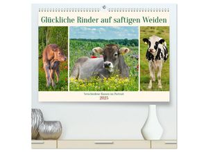 9783383899492 - Glückliche Rinder auf saftigen Weiden (hochwertiger Premium Wandkalender 2025 DIN A2 quer) Kunstdruck in Hochglanz