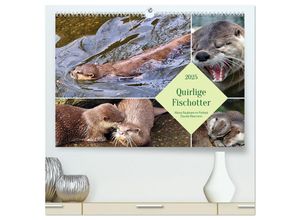 9783383947094 - Quirlige Fischotter (hochwertiger Premium Wandkalender 2025 DIN A2 quer) Kunstdruck in Hochglanz