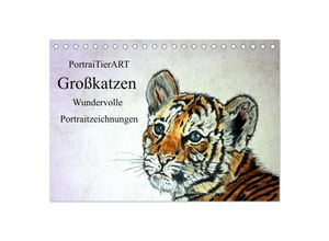 9783383956171 - PortraiTierART Großkatzen - Wundervolle Portraitzeichnungen (Tischkalender 2025 DIN A5 quer) CALVENDO Monatskalender