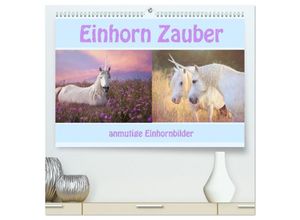 9783383958946 - Einhorn Zauber - anmutige Einhornbilder (hochwertiger Premium Wandkalender 2025 DIN A2 quer) Kunstdruck in Hochglanz