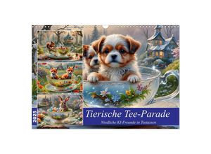 9783383967443 - Tierische Tee-Parade (Wandkalender 2025 DIN A3 quer) CALVENDO Monatskalender