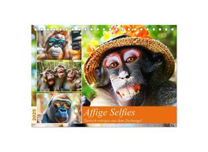 9783383969508 - Affige Selfies Tierisch witziges aus dem Dschungel (Tischkalender 2025 DIN A5 quer) CALVENDO Monatskalender