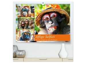 9783383969829 - Affige Selfies Tierisch witziges aus dem Dschungel (hochwertiger Premium Wandkalender 2025 DIN A2 quer) Kunstdruck in Hochglanz