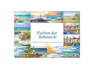 9783383995859 - Farben der Sehnsucht - Landschaftsmalerei mit Impressionen von Küsten Häfen und Meer (Wandkalender 2025 DIN A4 quer) CALVENDO Monatskalender