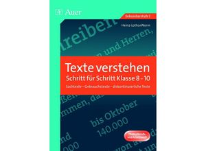 9783403064206 - Texte verstehen - Schritt für Schritt Klasse 8-10 - Heinz-Lothar Worm Geheftet