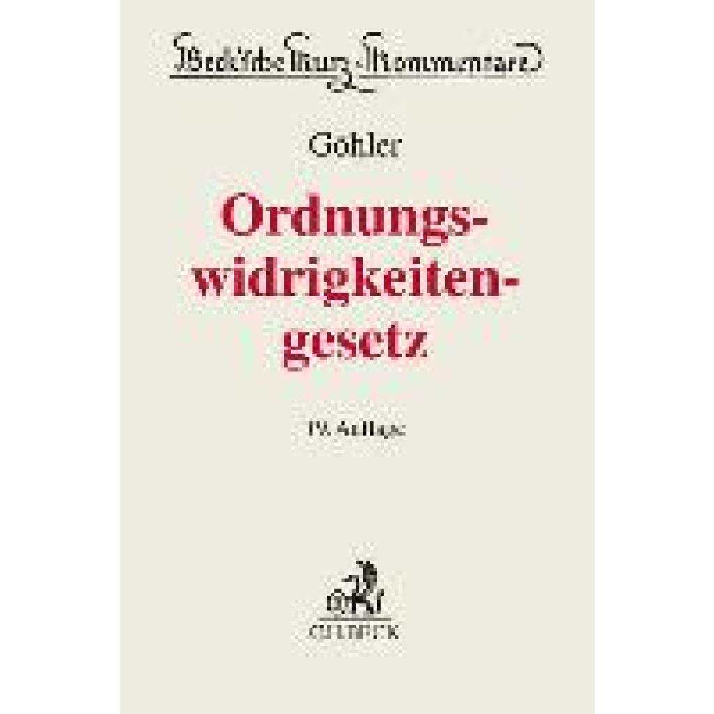 9783406798504 - Göhler Erich Gesetz über Ordnungswidrigkeiten