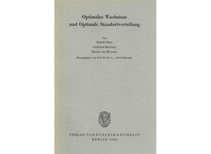 9783428006083 - Optimales Wachstum und Optimale Standortverteilung Kartoniert (TB)