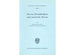 9783428010776 - Person Persönlichkeit und juristische Person - Gustav Nass Kartoniert (TB)