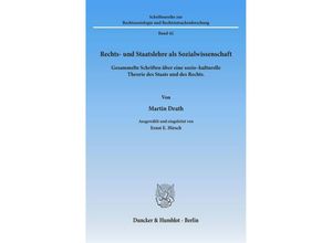 9783428040681 - Rechts- und Staatslehre als Sozialwissenschaft - Martin Drath Kartoniert (TB)