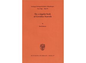 9783428062928 - On a singular book of Cervidius Scaevola - David Johnston Kartoniert (TB)