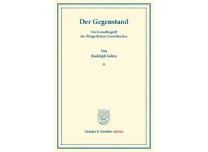 9783428170012 - Der Gegenstand - Rudolph Sohm Kartoniert (TB)