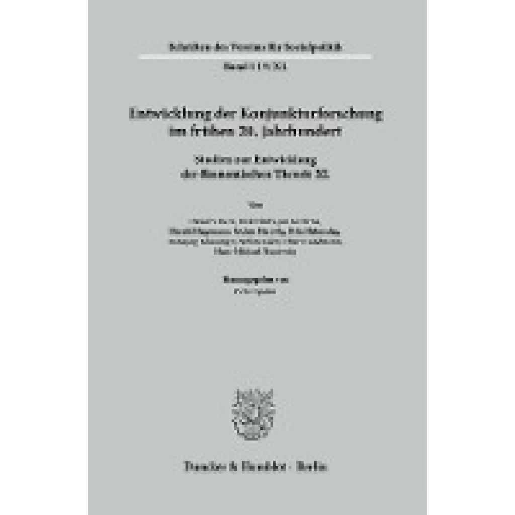 9783428186778 - Entwicklung der Konjunkturforschung im frühen 20 Jahrhundert