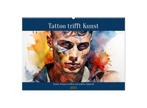 9783435012343 - Tattoo trifft Kunst (Wandkalender 2025 DIN A2 quer) CALVENDO Monatskalender