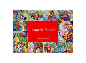 9783435043590 - Kunstkalender Farbenfrohe Tier-Illustrationen (Wandkalender 2025 DIN A2 quer) CALVENDO Monatskalender