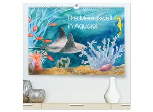 9783435101221 - Die Meereswelt in Aquarell (hochwertiger Premium Wandkalender 2025 DIN A2 quer) Kunstdruck in Hochglanz