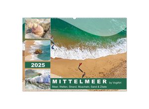 9783435122554 - Mittelmeer Meer Wellen Strand Muscheln Sand & Zitate (Wandkalender 2025 DIN A2 quer) CALVENDO Monatskalender