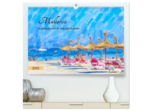 9783435130030 - Mallorca - Impressionen in Aquarellfarben (hochwertiger Premium Wandkalender 2025 DIN A2 quer) Kunstdruck in Hochglanz