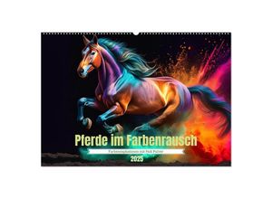 9783435246380 - Pferde im Farbenrausch (Wandkalender 2025 DIN A2 quer) CALVENDO Monatskalender