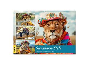 9783435248735 - Savannen-Style Stilvoller Raubkatzen-Chic (Wandkalender 2025 DIN A2 quer) CALVENDO Monatskalender