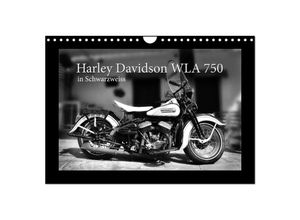 9783435393879 - Harley Davidson WLA 750 in Schwarzweiss (Wandkalender 2025 DIN A4 quer) CALVENDO Monatskalender