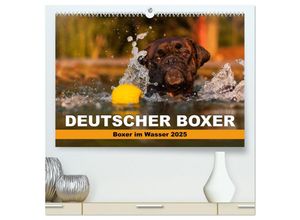 9783435663927 - Deutscher Boxer - Boxer im Wasser 2025 (hochwertiger Premium Wandkalender 2025 DIN A2 quer) Kunstdruck in Hochglanz