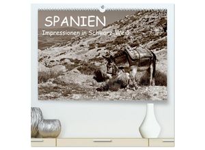 9783435670598 - Spanien Impressionen in Schwarz-Weiß (hochwertiger Premium Wandkalender 2025 DIN A2 quer) Kunstdruck in Hochglanz