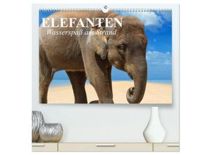 9783435687817 - Elefanten - Wasserspaß am Strand (hochwertiger Premium Wandkalender 2025 DIN A2 quer) Kunstdruck in Hochglanz