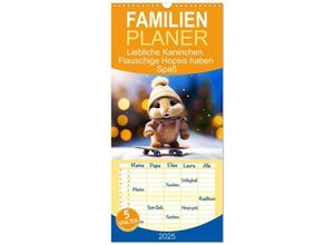 9783457133811 - Familienplaner 2025 - Liebliche Kaninchen Flauschige Hopsis haben Spaß mit 5 Spalten (Wandkalender 21 x 45 cm) CALVENDO