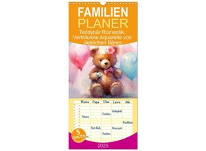 9783457133835 - Familienplaner 2025 - Teddybär Romantik Verträumte Aquarelle von lieblichen Bären mit 5 Spalten (Wandkalender 21 x 45 cm) CALVENDO