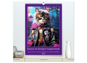 9783457134375 - Katzen im lustigen Gangsterlook (hochwertiger Premium Wandkalender 2025 DIN A2 hoch) Kunstdruck in Hochglanz