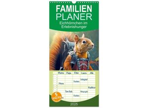 9783457135488 - Familienplaner 2025 - Eichhörnchen im Erlebnishunger mit 5 Spalten (Wandkalender 21 x 45 cm) CALVENDO