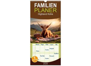 9783457135563 - Familienplaner 2025 - Highland Kühe mit 5 Spalten (Wandkalender 21 x 45 cm) CALVENDO