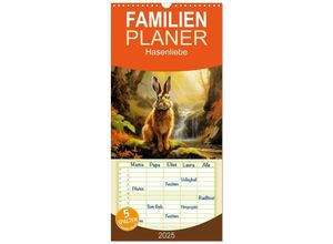 9783457135570 - Familienplaner 2025 - Hasenliebe mit 5 Spalten (Wandkalender 21 x 45 cm) CALVENDO