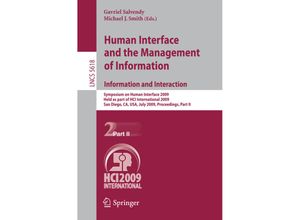 9783642025587 - Human Interface and the Management of Information Information and Interaction - Michael J Smith Kartoniert (TB)