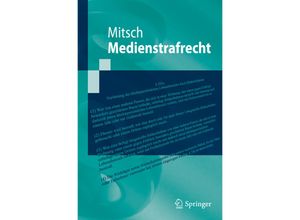 9783642172625 - Springer-Lehrbuch   Medienstrafrecht - Wolfgang Mitsch Kartoniert (TB)