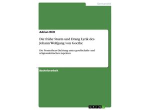 9783656834960 - Die frühe Sturm und Drang Lyrik des Johann Wolfgang von Goethe - Adrian Witt Kartoniert (TB)