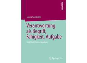 9783658042493 - Verantwortung als Begriff Fähigkeit Aufgabe - Janina Sombetzki Kartoniert (TB)