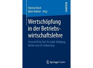 9783658185725 - Wertschöpfung in der Betriebswirtschaftslehre Kartoniert (TB)