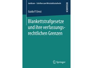 9783658197018 - Blankettstrafgesetze und ihre verfassungsrechtlichen Grenzen - Guido P Ernst Kartoniert (TB)