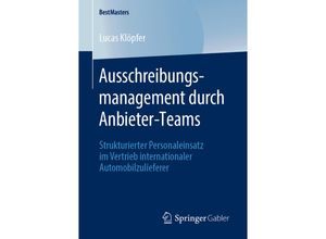 9783658277246 - BestMasters   Ausschreibungsmanagement durch Anbieter-Teams - Lucas Klöpfer Kartoniert (TB)