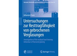 9783662485552 - Untersuchungen zur Resttragfähigkeit von gebrochenen Verglasungen - Johannes Franz Kartoniert (TB)