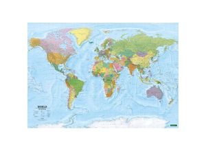 9783707923025 - World map political - physical english 120000000 Poster with metal ledges freytag & berndt Karte (im Sinne von Landkarte)