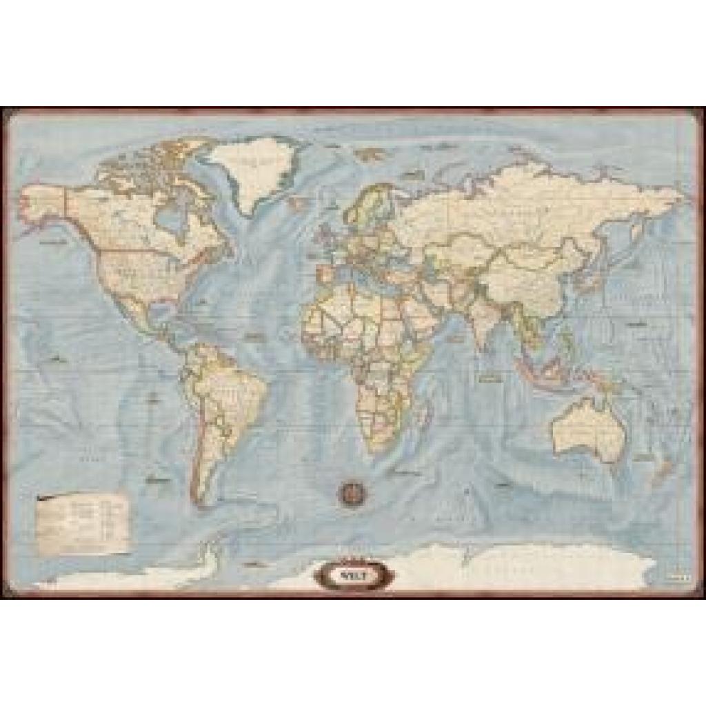 9783707923353 - Weltkarte Aktuelle Karte in historischem Stil 120000000 Poster metallbestäbt freytag & berndt