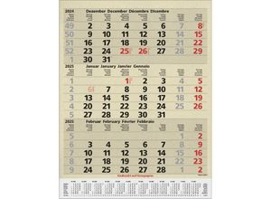 9783731880646 - 3-Monatsplaner Comfort Edition Natur Wandkalender 2025 D E F I aus Graspapier 300 x 390 mm