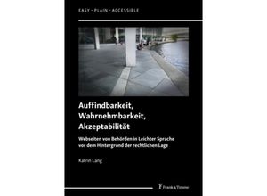 9783732908042 - Auffindbarkeit Wahrnehmbarkeit Akzeptabilität - Katrin Lang Kartoniert (TB)