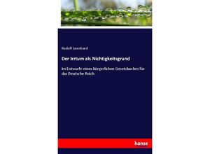 9783743654426 - Der Irrtum als Nichtigkeitsgrund - Rudolf Leonhard Kartoniert (TB)